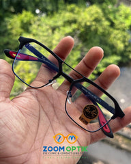 Black Geometric Metal Eyeglasses Frame for Men