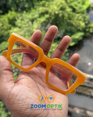 Citrus Orange Geometric Square Eyeglasses Frame