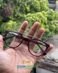 Burgundy Geometric Eyeglasses Frame
