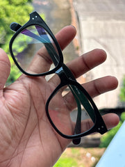 Glossy Black Square Eyeglasses Frame for Men & Women