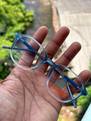 Blue & White Geometric Eyeglasses Frame for Men & Women