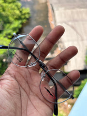 Premium Silver Geometric Metal Eyeglasses Frame for Men & Women