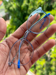 Transparent Blue Round Shell Eyeglasses Frame for Men & Women | Classic Round Collection