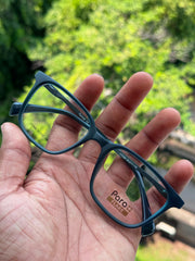 Matte Blue Square Shell Eyeglasses Frame for Men & Women