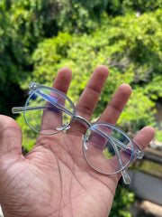Grey & Silver Round Metal Eyeglasses Frame for Men & Women