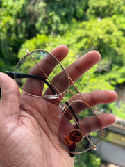Golden Aviator Transition Metal Eyeglasses Frame for Men & Women