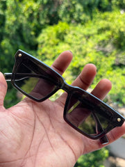 Black Rectangular Premium Acetate Sunglasses for Men & Women