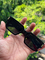 Black Oversized Geometric Sunglasses for Men & Women