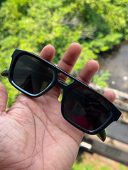 Black Geometric Square Sunglasses for Men & Women