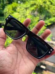 Glossy Black Square Sunglasses for Men & Women