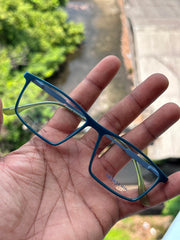 Teal Blue Rectangular Eyeglasses Frame for Men & Women | New York Eyewear