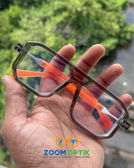 Smoky Grey Geometric Oversized Eyeglasses Frame for Men