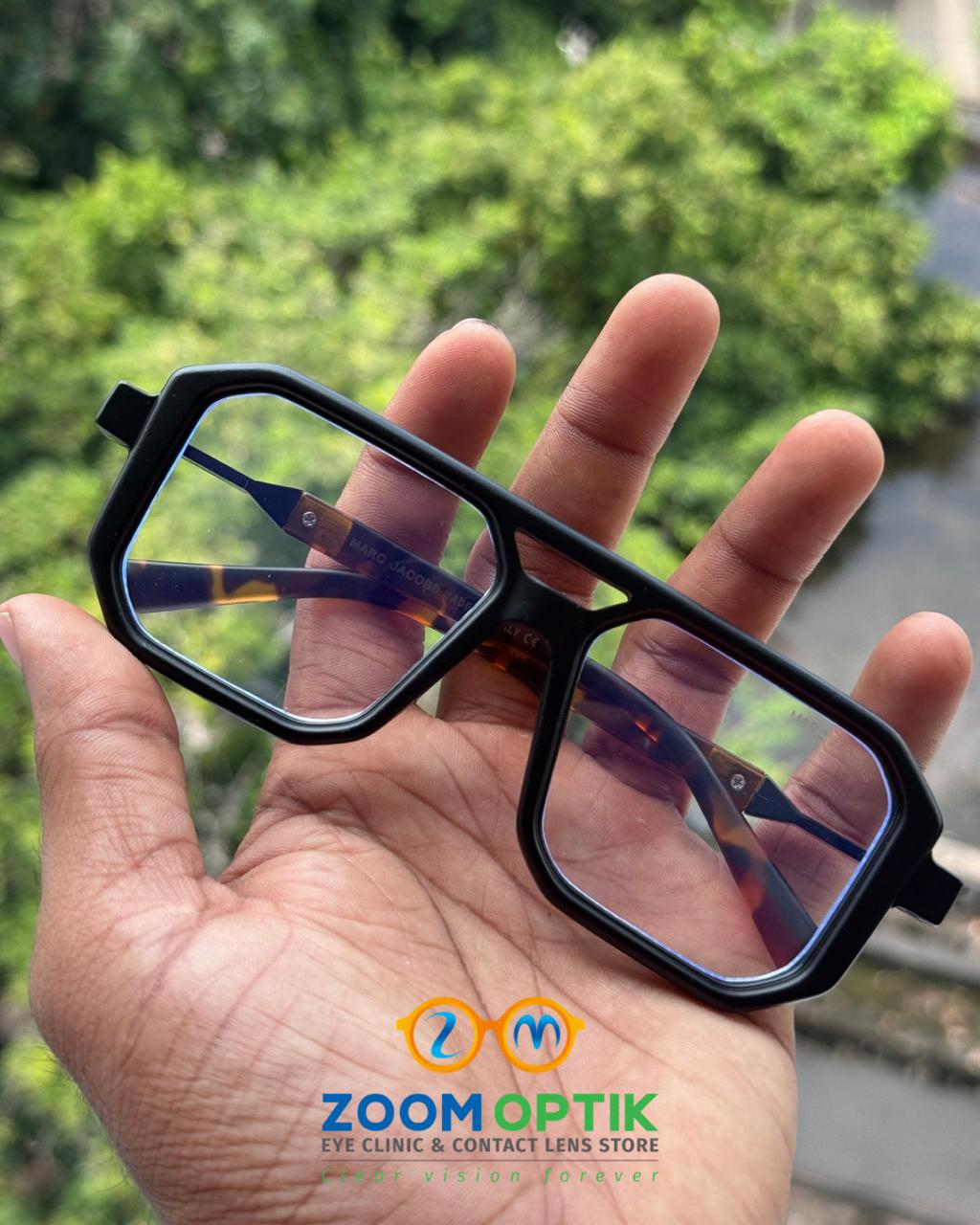 Dark Green Bold Geometric Eyeglasses Frame for Men