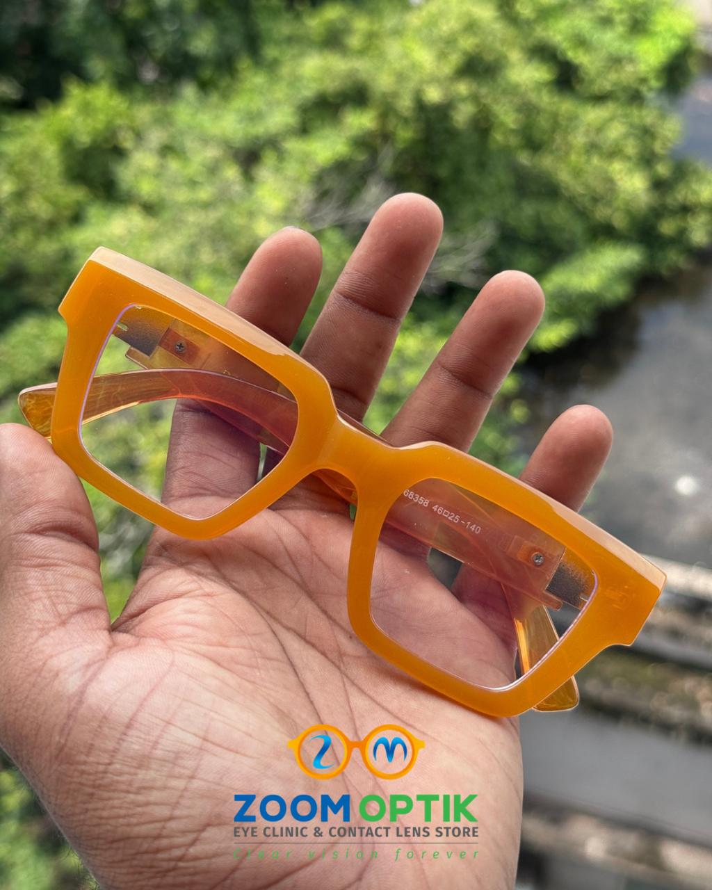 Citrus Orange Geometric Square Eyeglasses Frame