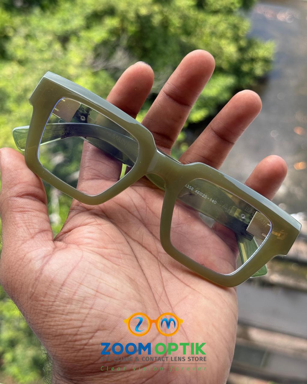 Shell Olive Green Square Eyeglasses Frame