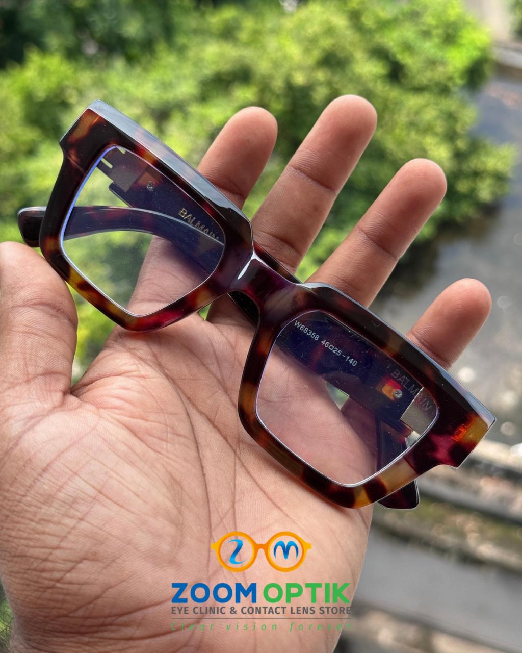 Animal Print Geometric Square Eyeglasses Frame