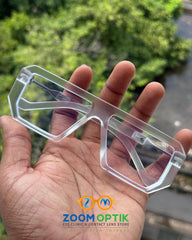 Transparent White Geometric Eyeglasses Frame for Men