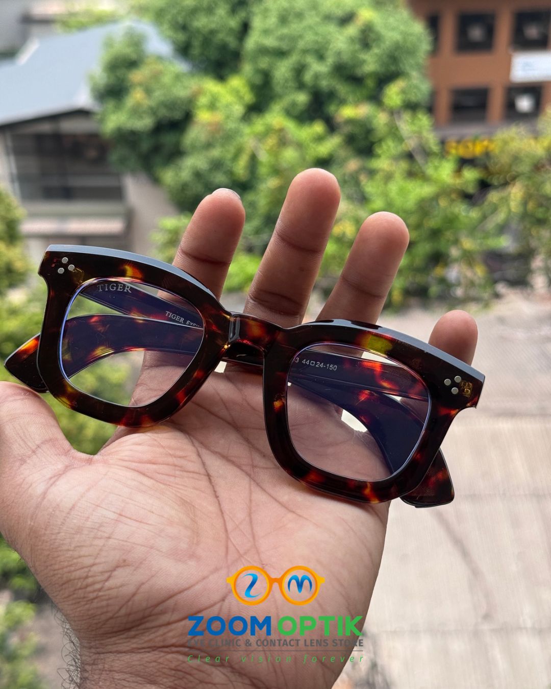 Animal Print Square Eyeglasses Frame