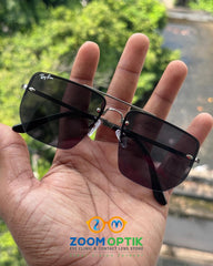 Black Rimless Rectangular Polarized Sunglasses