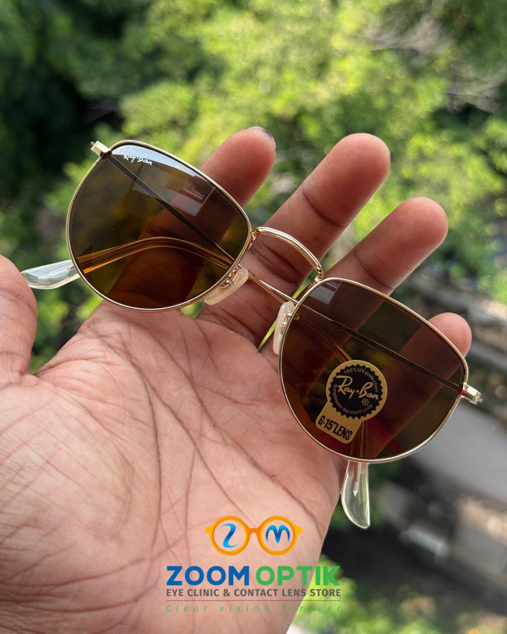 Gold Hexagonal Polarized Sunglasses with Brown Lenses