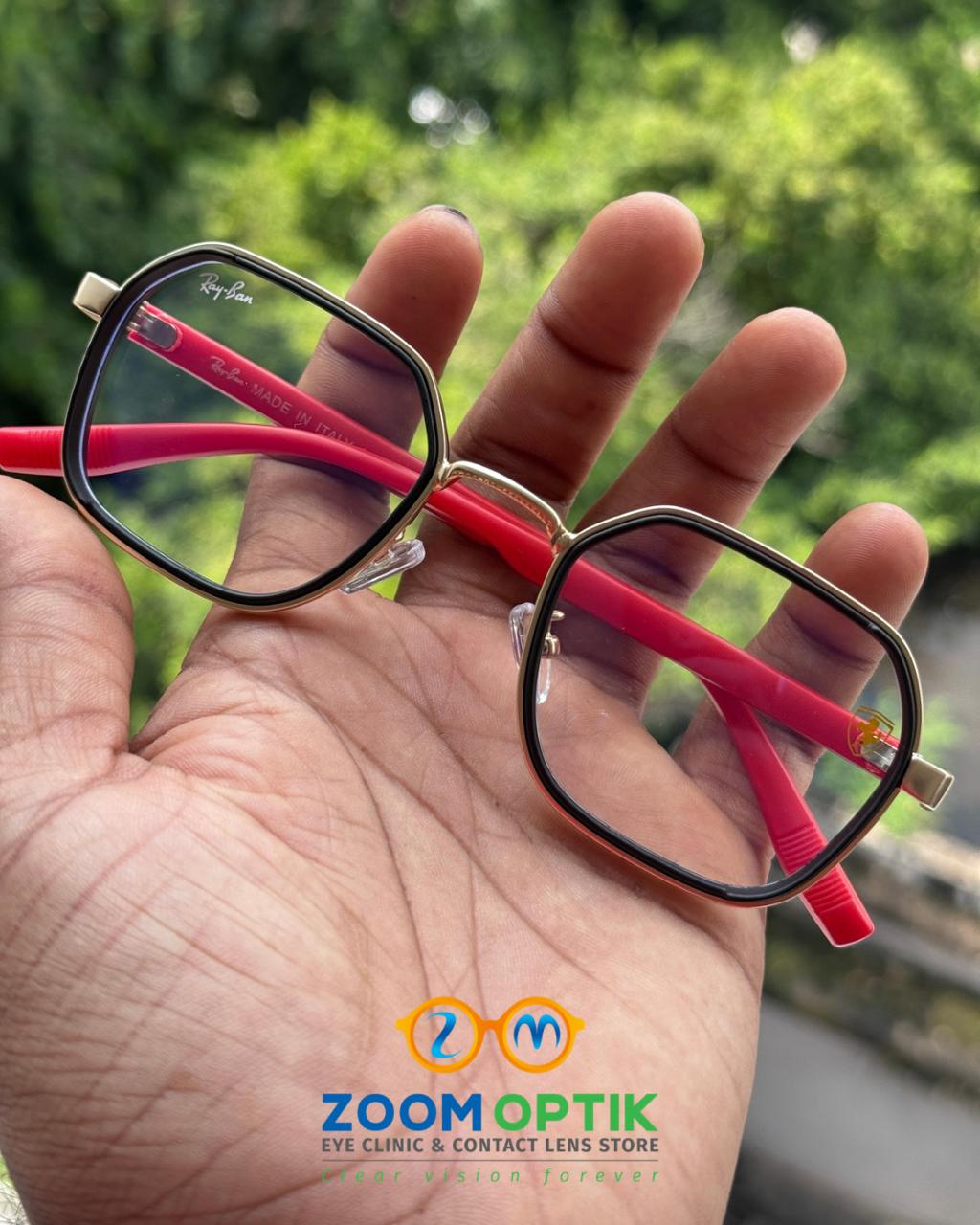 Gold & Black Geometric Metal Eyeglasses Frame