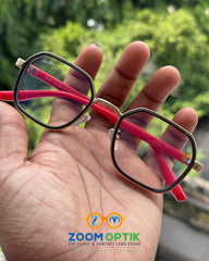 Gold & Black Geometric Metal Eyeglasses Frame