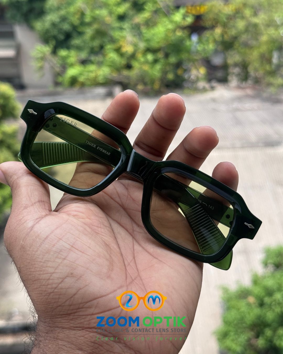 Green Geometric Fashion Sunglasses