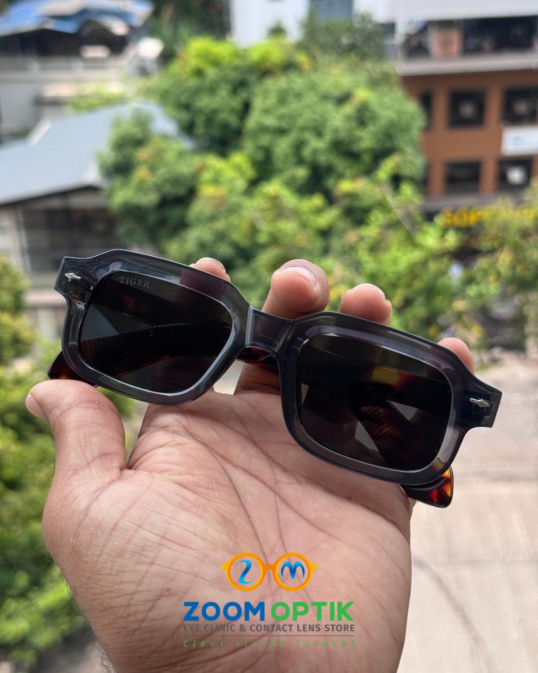Grey Geometric Fashion Sunglasses