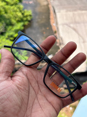 Matte Black Rectangle Eyeglasses Frame