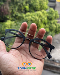 Matte Black Round Double Bridge Eyeglasses Frame
