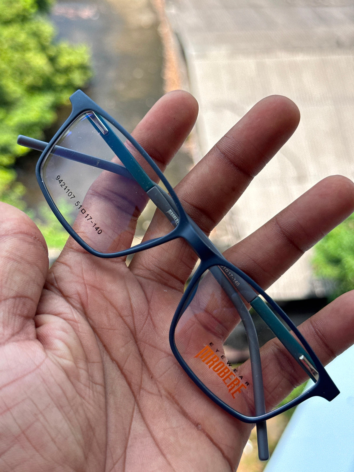 Matte Blue Rectangle Eyeglasses Frame