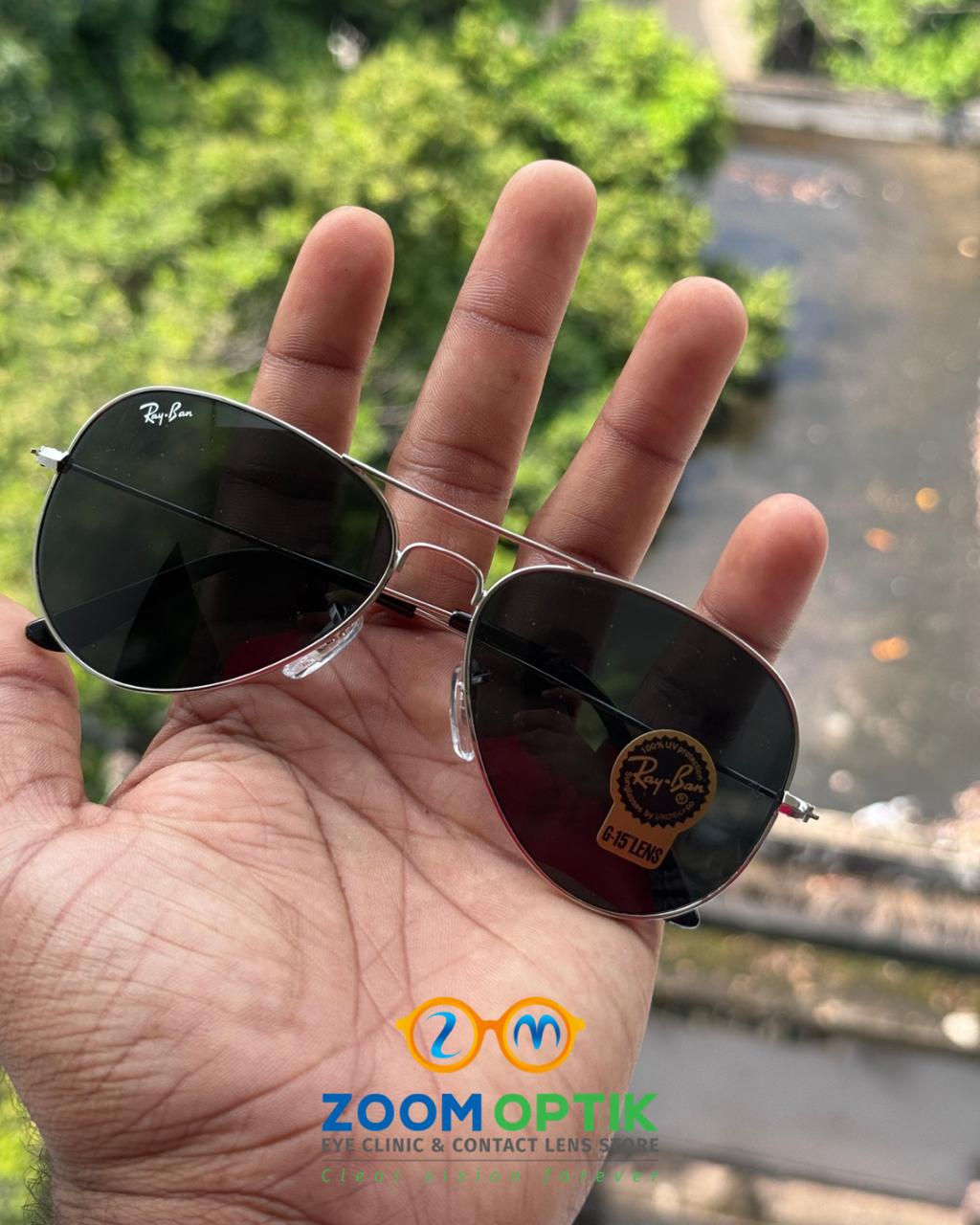 Silver Aviator Polarized Sunglasses with Black Lenses