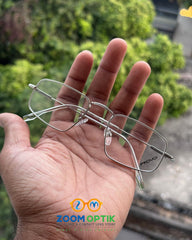 Silver Square Metal Eyeglasses Frame