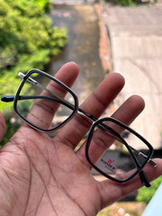 Silver & Black Square Metal Eyeglasses Frame