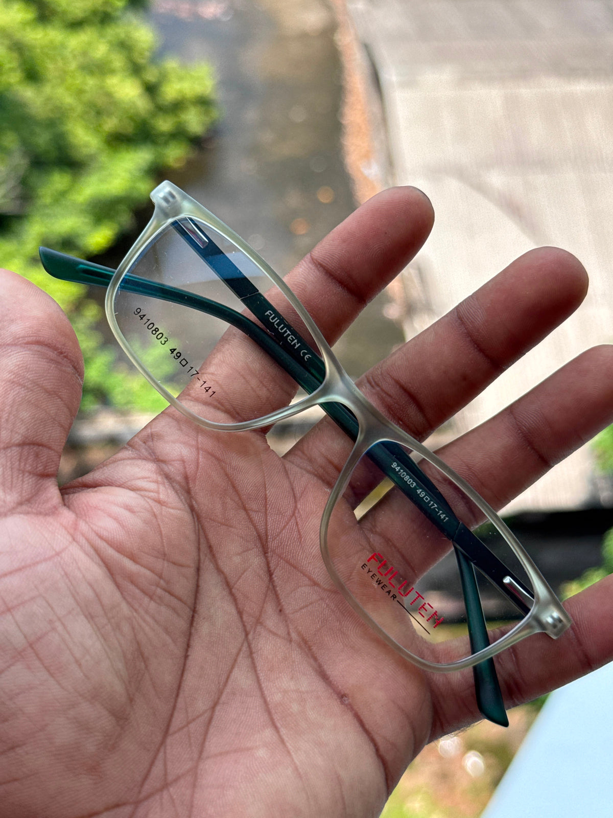 Transparent Matte Green Rectangle Eyeglasses Frame