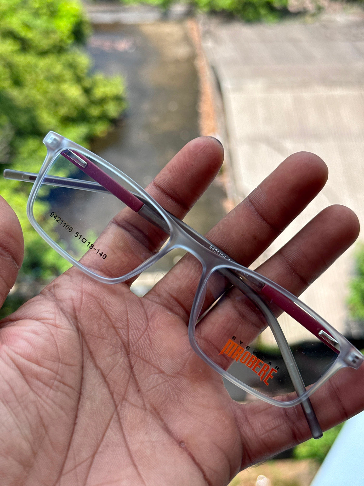 Transparent Matte Grey Rectangle Eyeglasses Frame