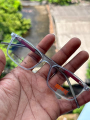 Transparent Matte Grey Rectangle Eyeglasses Frame