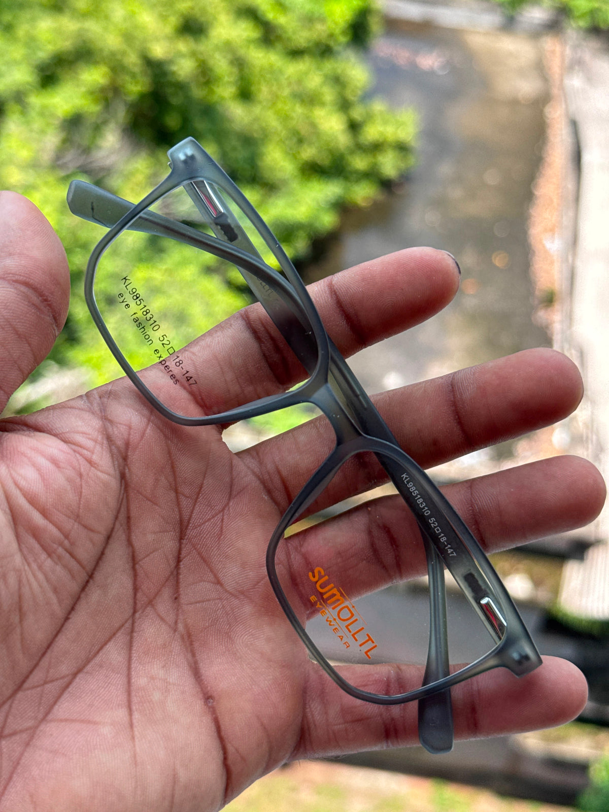 Matte Grey Rectangular Eyeglasses Frame for Men & Women