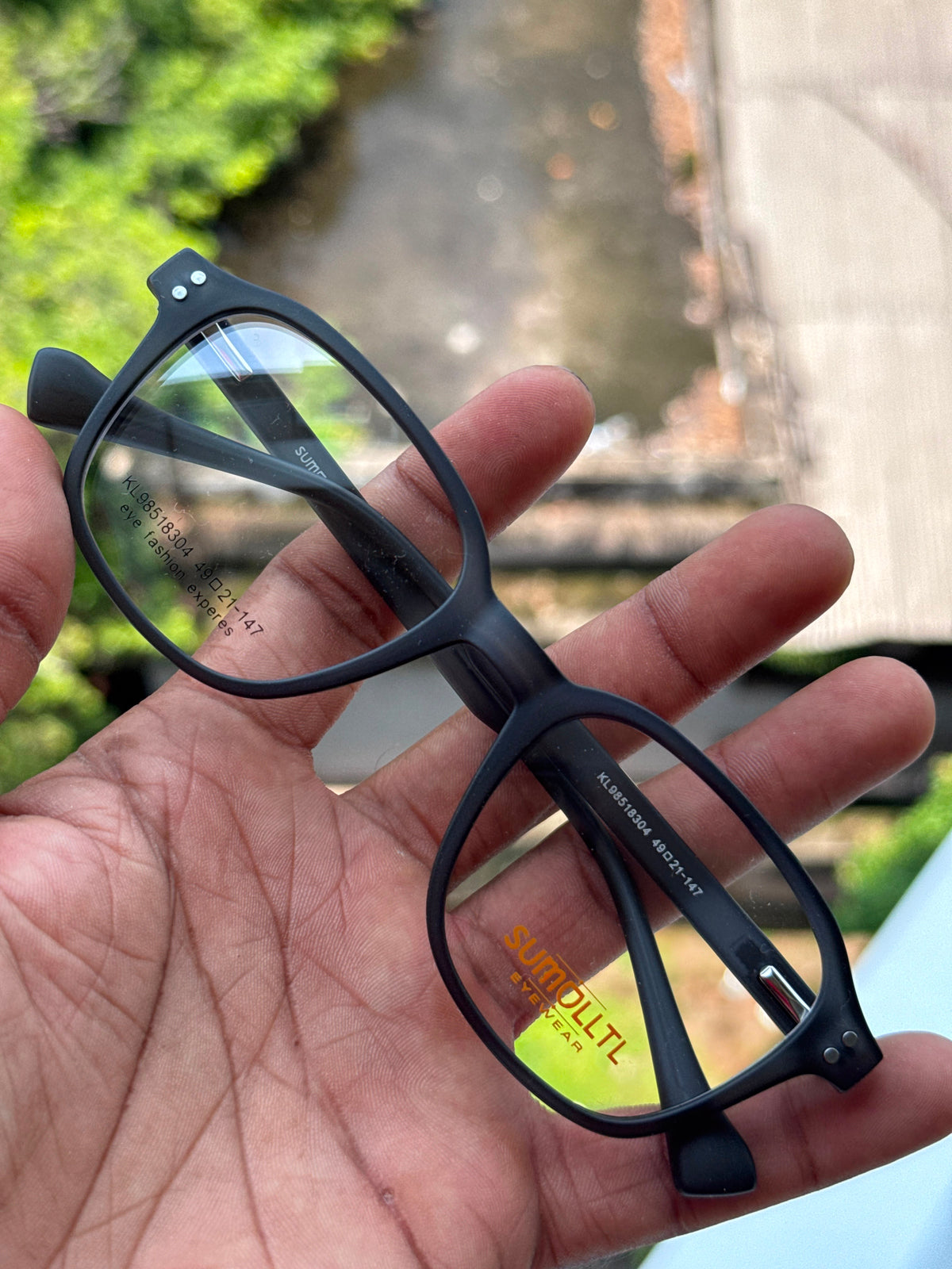 Matte Black Geometric Eyeglasses Frame for Men & Women
