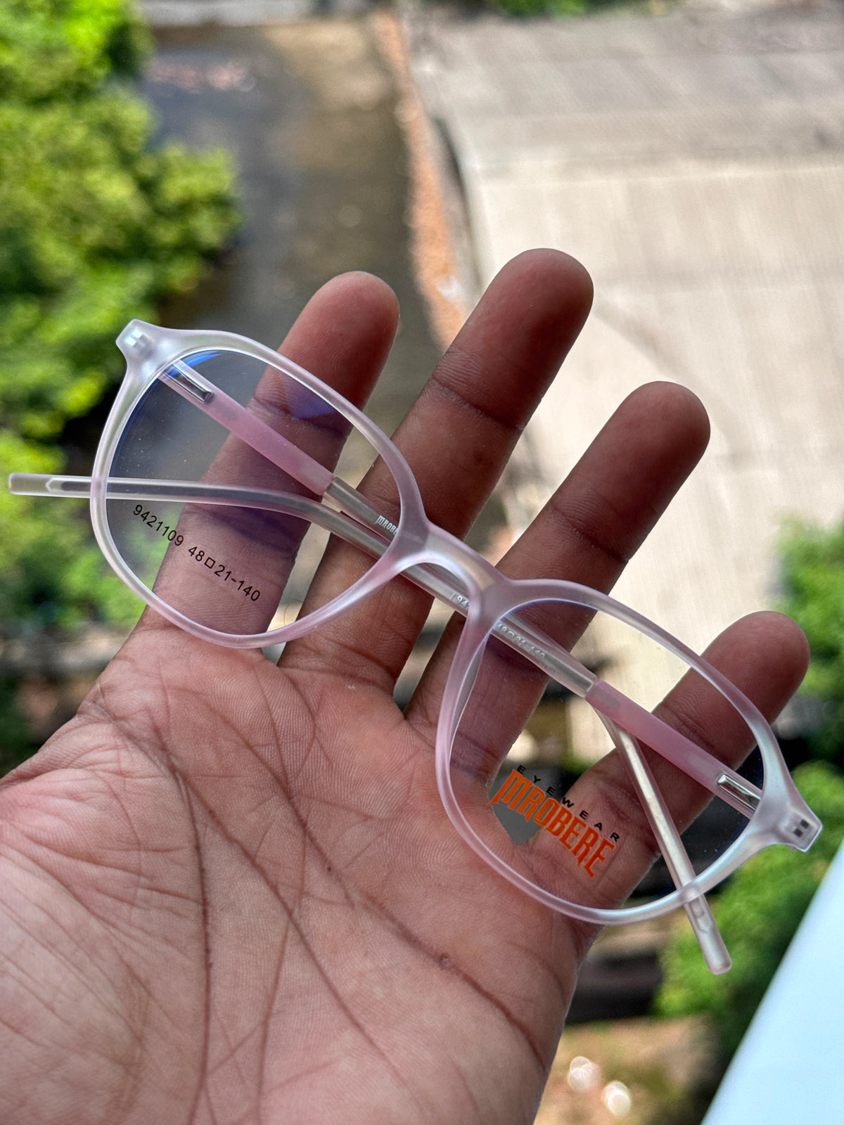 Pastel Pink Geometric Eyeglasses Frame for Women