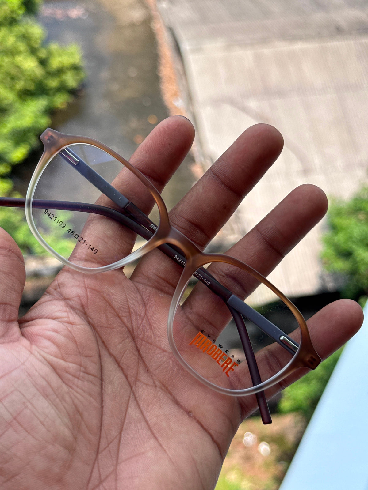 Brown & White Geometric Eyeglasses Frame for Men & Women