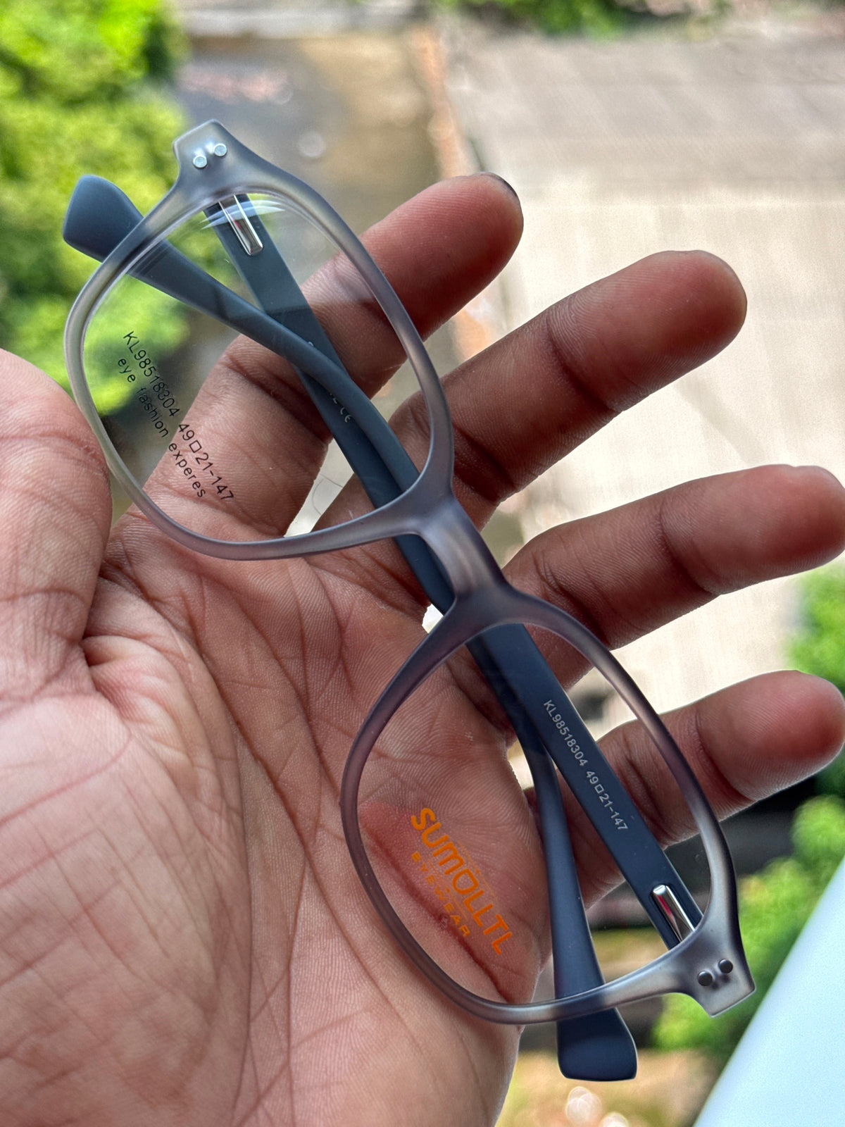 Matte Grey Geometric Eyeglasses Frame for Men & Women