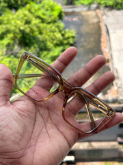 Transparent Amber Geometric Eyeglasses Frame for Women