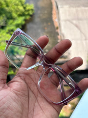Transparent Purple Geometric Eyeglasses Frame for Women