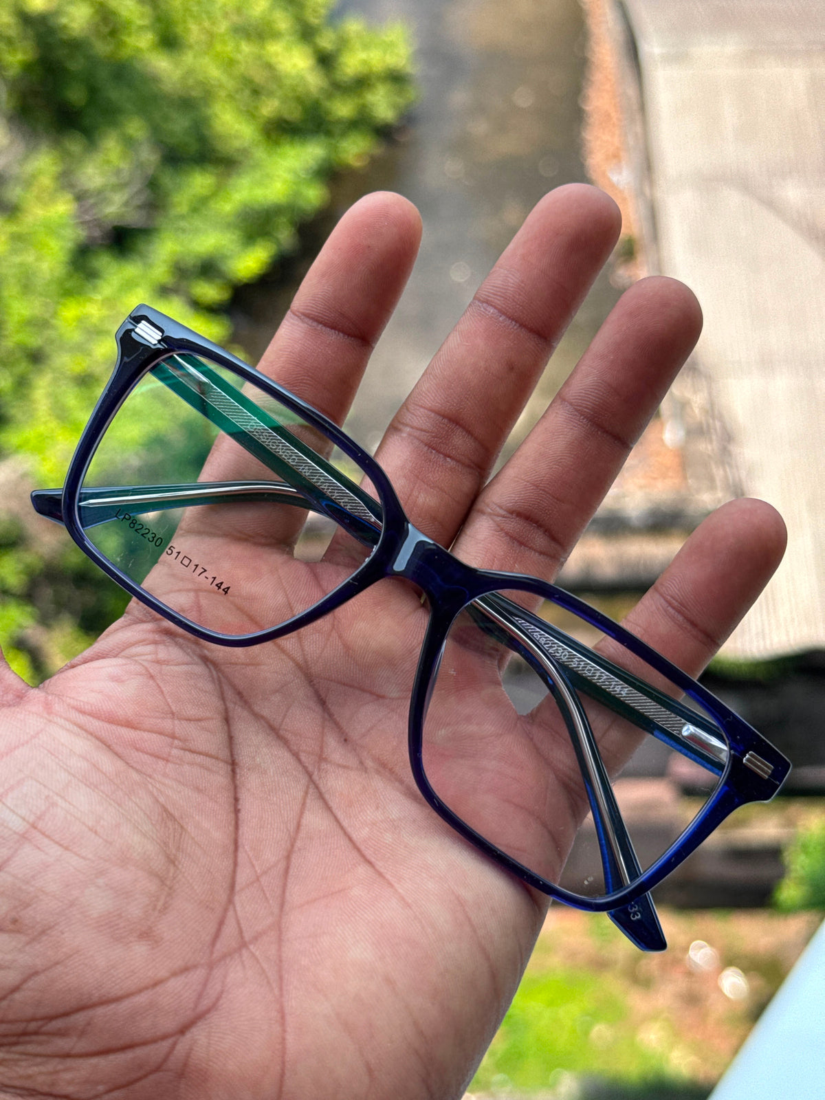 Transparent Navy Blue Square Eyeglasses Frame for Men & Women