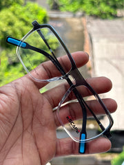 Grey & White Gradient Geometric Eyeglasses Frame for Men & Women | Escape Eyewear