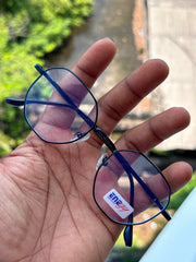 Midnight Blue Octagonal Geometric Metal Eyeglasses Frame for Men & Women