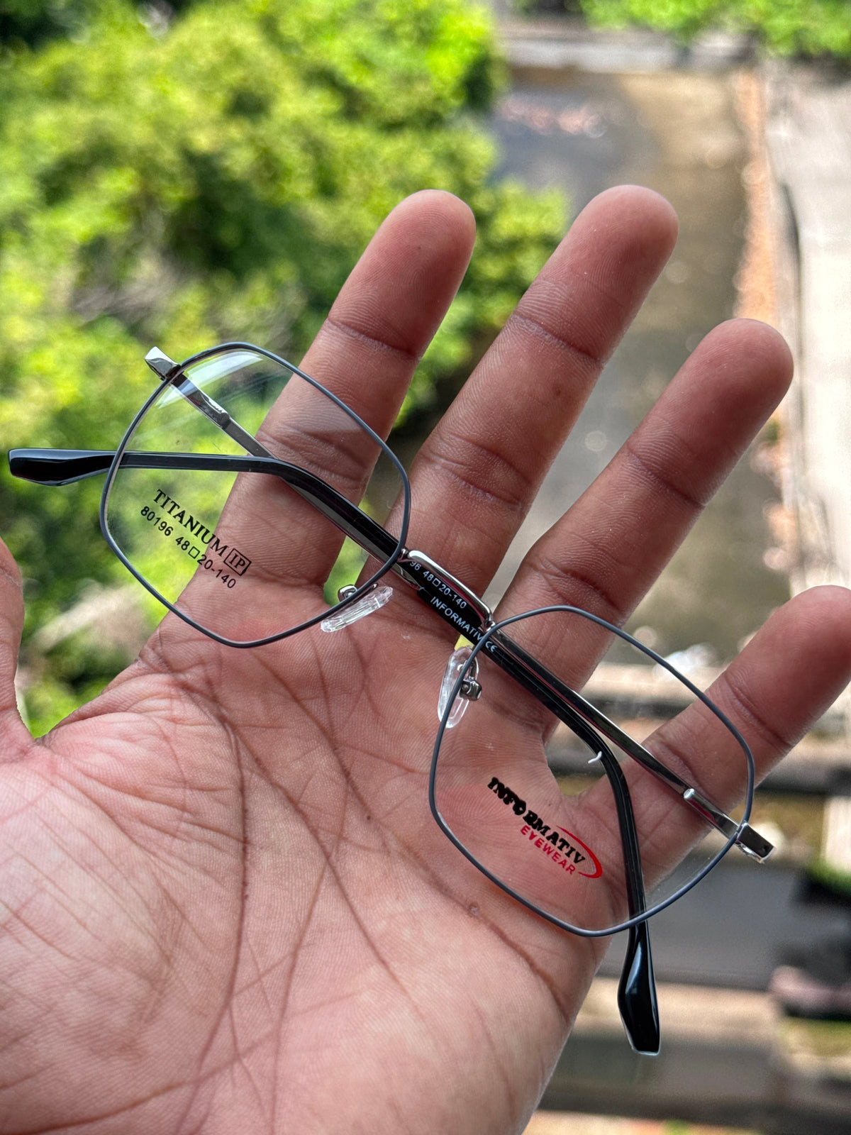 Grey Pentagonal Geometric Metal Eyeglasses Frame for Men & Women