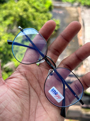 Black Octagonal Geometric Metal Eyeglasses Frame for Men & Women
