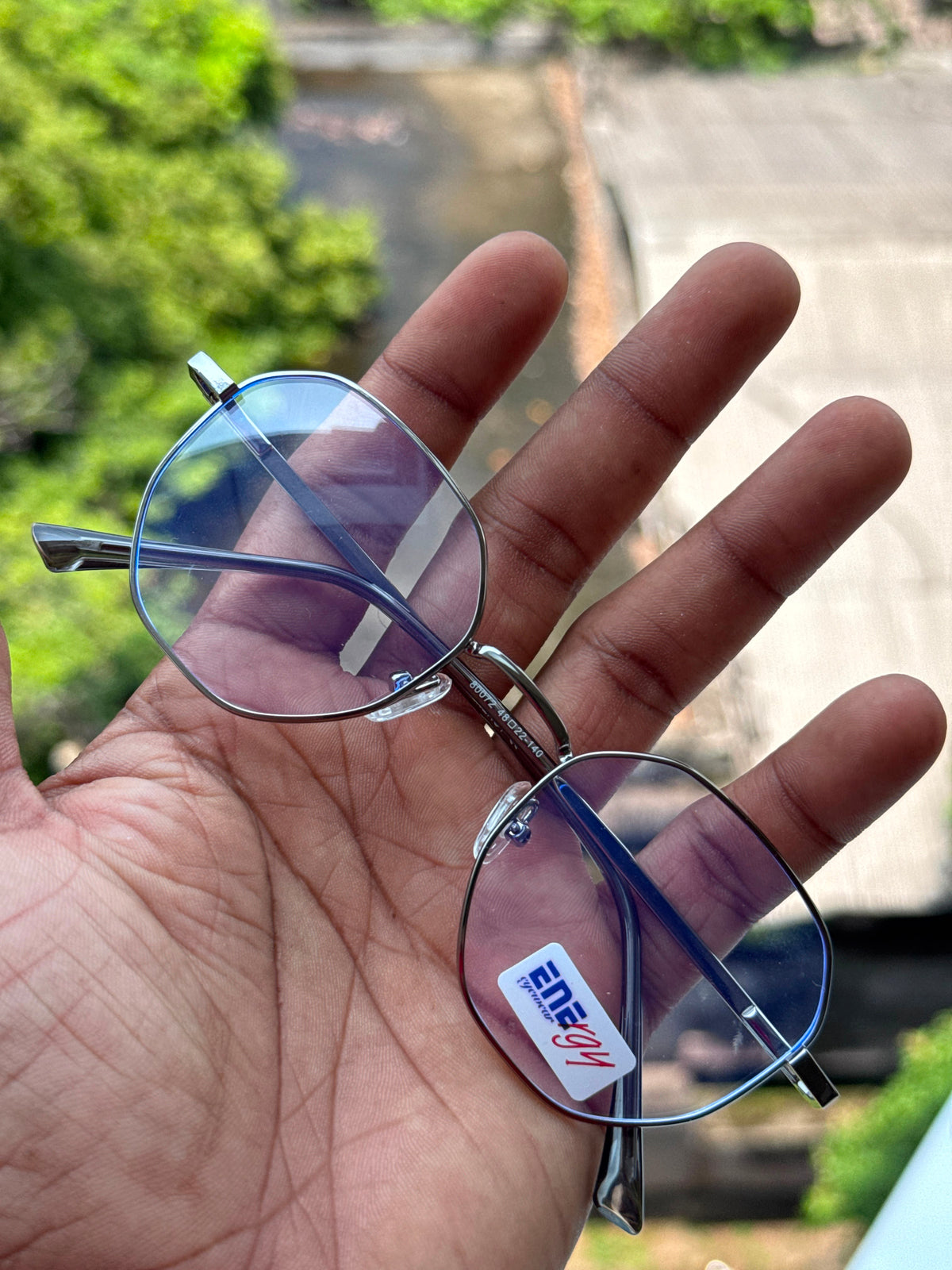Silver Octagonal Geometric Metal Eyeglasses Frame for Men & Women